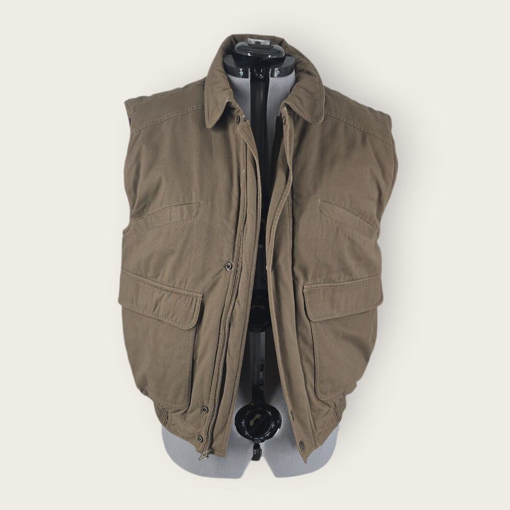 Expeditions International Vest Men's Sz M Dark Taupe Full Zip/Snap Lined